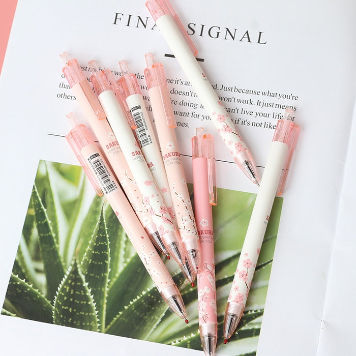 3 pcs/lot 0.5mm Fresh Japanese Sakura Kawaii Mechanical Gel Pens Stationery Pens for School Office Writing Supplies Gift