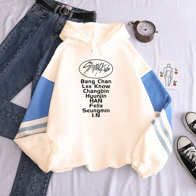 Korean Style KPOP Straykids Stray Kids Album Women Hoodies Sweatshirt Long Sleeve Patchwork