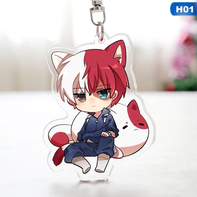 Anime My Hero Academia Keychain Todoroki Shouto Cosplay Double Sided Transparent Acrylic Key Chain Cute Funny Jewelry Fans Gift