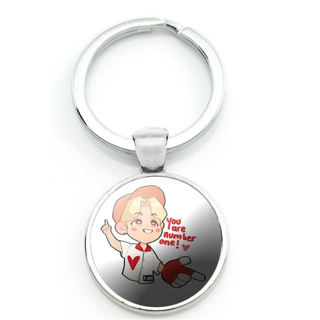 1 Pcs Kpop Stray Kids JISUNG HUYUNJIN JEONGIN CHAN Cartoon Cute Figure Key Ring Kawaii Photo Metal Keychain Bag Pendant