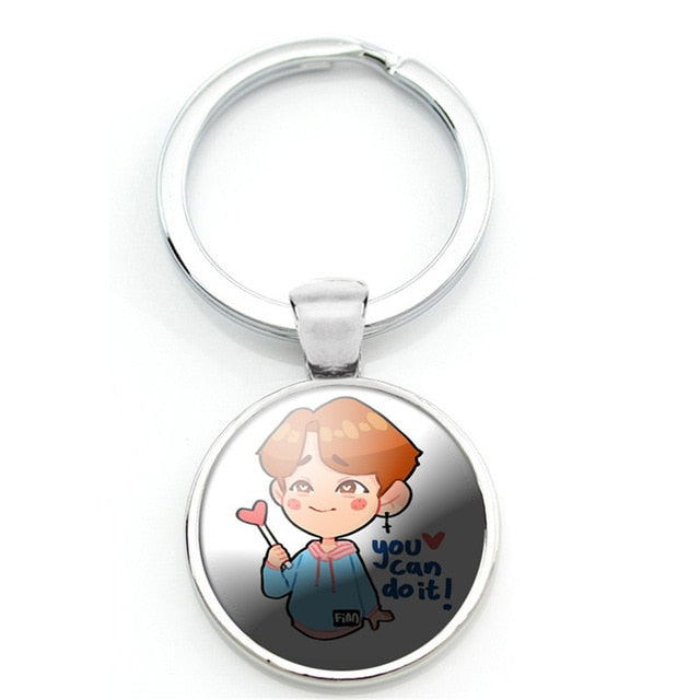 1 Pcs Kpop Stray Kids JISUNG HUYUNJIN JEONGIN CHAN Cartoon Cute Figure Key Ring Kawaii Photo Metal Keychain Bag Pendant