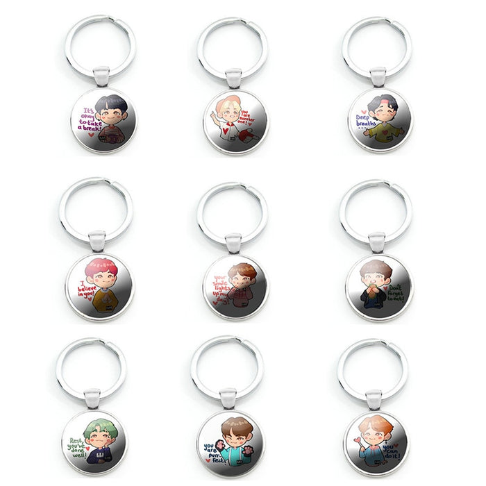1 Pcs Kpop Stray Kids JISUNG HUYUNJIN JEONGIN CHAN Cartoon Cute Figure Key Ring Kawaii Photo Metal Keychain Bag Pendant