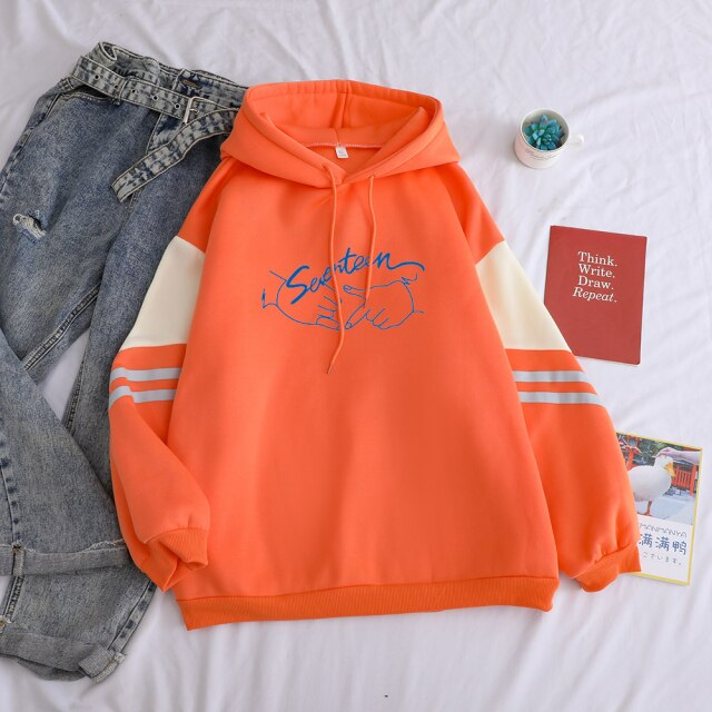 Kpop Seventeen  O neck Sweatshirt for Fans Fashion Fleece Patchwork Women Pullover Tops