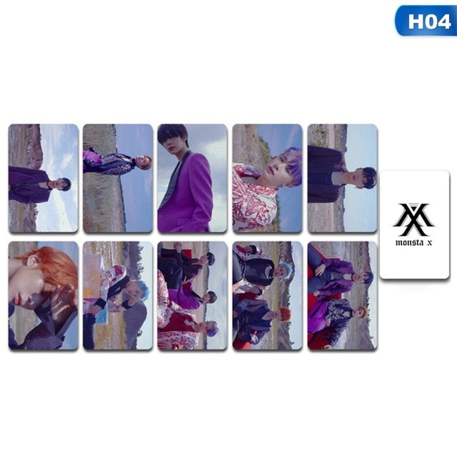 10PCS/Set Kpop Monsta X Double Side LOMO Card New Album FANTASIA X Photocards Fans Collection