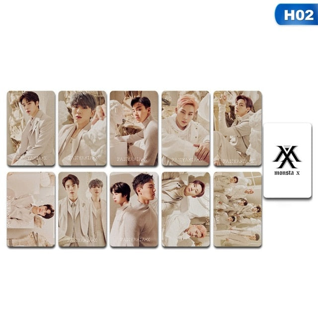10PCS/Set Kpop Monsta X Double Side LOMO Card New Album FANTASIA X Photocards Fans Collection