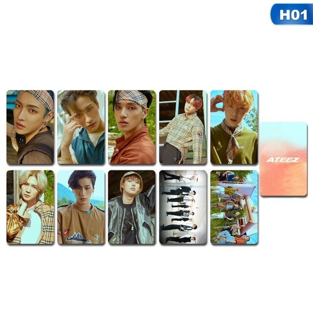 10Pcs/Set Kpop ATEEZ Combination Series Four Peripheral Card Sets Self-Made Double-Sided Small Lomo Card Sets HD Films