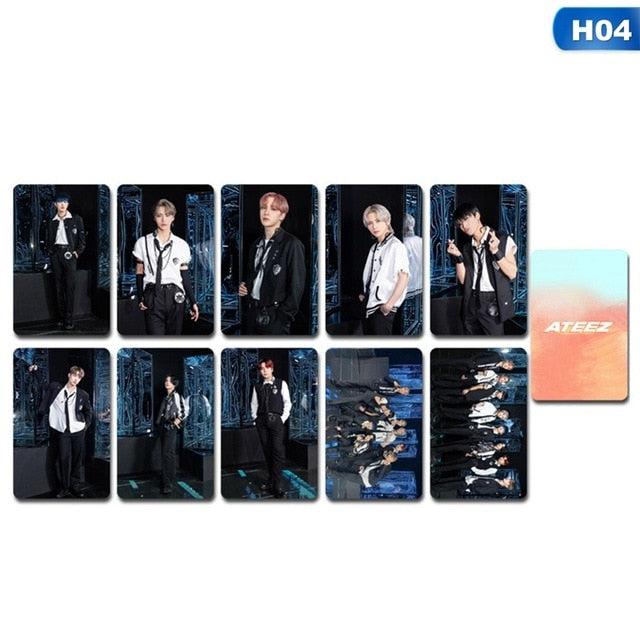 10Pcs/Set Kpop ATEEZ Combination Series Four Peripheral Card Sets Self-Made Double-Sided Small Lomo Card Sets HD Films