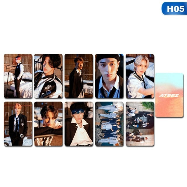 10Pcs/Set Kpop ATEEZ Combination Series Four Peripheral Card Sets Self-Made Double-Sided Small Lomo Card Sets HD Films