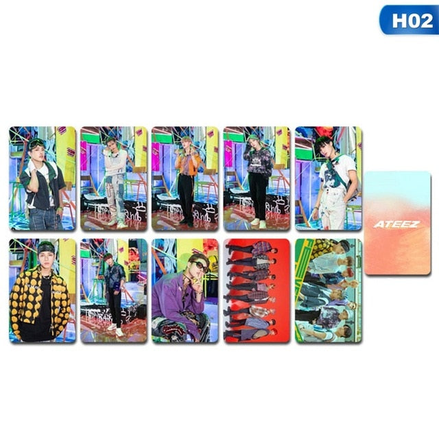 10Pcs/Set Kpop ATEEZ Combination Series Four Peripheral Card Sets Self-Made Double-Sided Small Lomo Card Sets HD Films