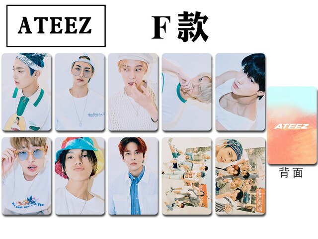 10pcs/set Kpop ATEEZ Photocard high quality LOMO CARD HD Self-Made Double-Sided print tectorial photo album cards