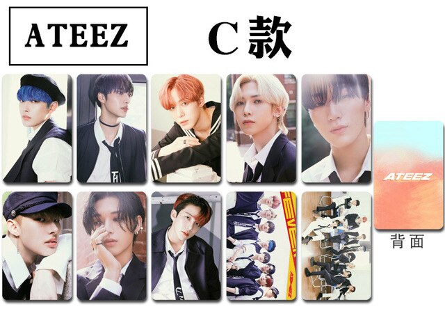 10pcs/set Kpop ATEEZ Photocard high quality LOMO CARD HD Self-Made Double-Sided print tectorial photo album cards