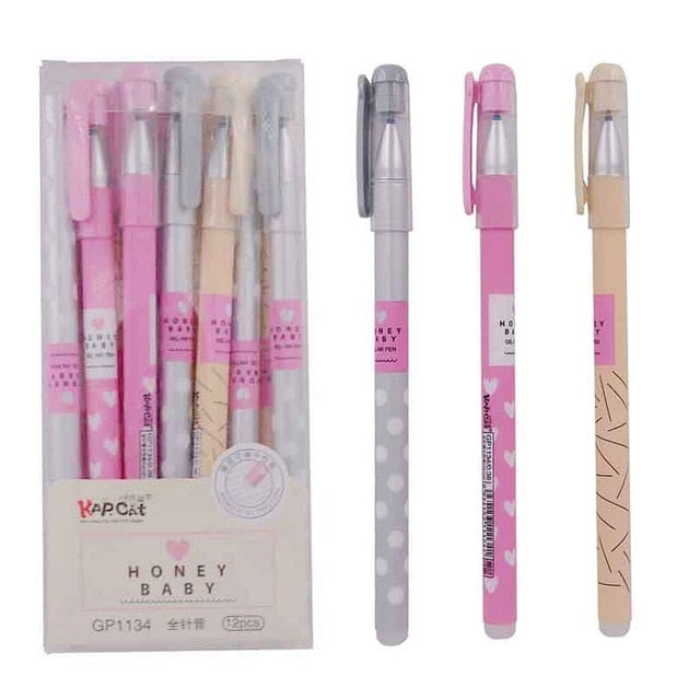 12Pcs/set  Erasable Gel Pen Blue black red ink 0.5/0.38mm Kawaii Pens Refill Rods for School Office pen Stationery