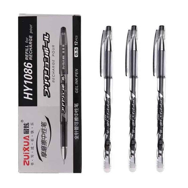12Pcs/set  Erasable Gel Pen Blue black red ink 0.5/0.38mm Kawaii Pens Refill Rods for School Office pen Stationery