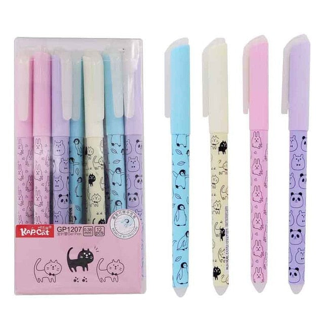 12Pcs/set  Erasable Gel Pen Blue black red ink 0.5/0.38mm Kawaii Pens Refill Rods for School Office pen Stationery