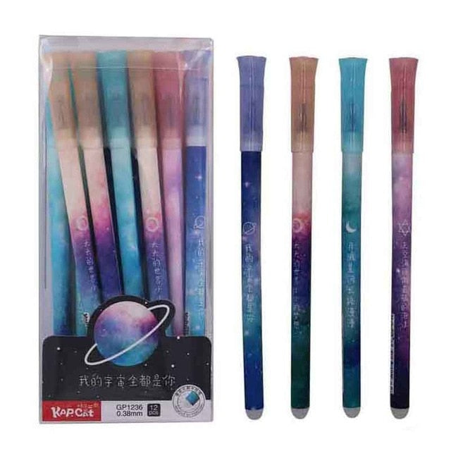 12Pcs/set  Erasable Gel Pen Blue black red ink 0.5/0.38mm Kawaii Pens Refill Rods for School Office pen Stationery