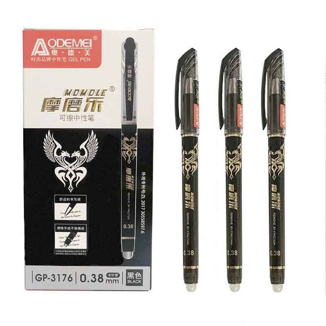 12Pcs/set  Erasable Gel Pen Blue black red ink 0.5/0.38mm Kawaii Pens Refill Rods for School Office pen Stationery