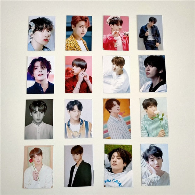 16 Pcs /set Kpop Bangtan Boys JUNGHOOK RM SUGA JHOPE V JIMIN JIN Member Photo Various Period Postcard LOMO Card