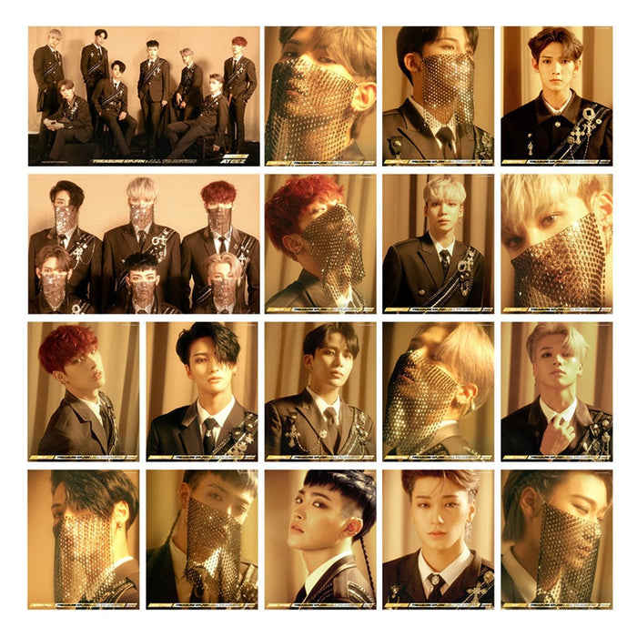 18 Pcs/ Set Kpop ATEEZ New Album TREASURE EP FIN ALL TO ACTION LOMO Card Peripheral Postcard Greeting Card