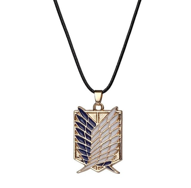 1pc Anime Attack on Titan Alloy Necklace Figure Toys Wings of Liberty Shingeki No Kyojin Leather Chain Gold Silver Pendant Gift