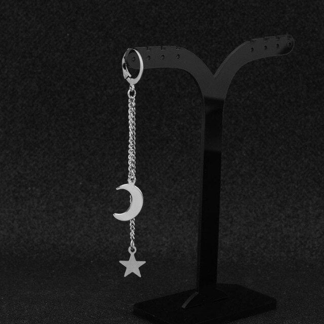 1pc Kpop GOT7 Kim YuGyeom Same Style Earring Stainless Steel Star Moon Pendant Tassel Earrings Men Jewelry Never Fade