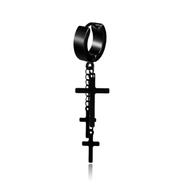 1pc Kpop Stray Kids Cross Earring Stainless Steel Chain Tassel Punk Earrings Men Jewelry Never Fade