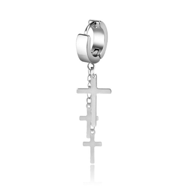 1pc Kpop Stray Kids Cross Earring Stainless Steel Chain Tassel Punk Earrings Men Jewelry Never Fade
