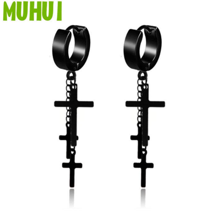 1pc Kpop Stray Kids Cross Earring Stainless Steel Chain Tassel Punk Earrings Men Jewelry Never Fade