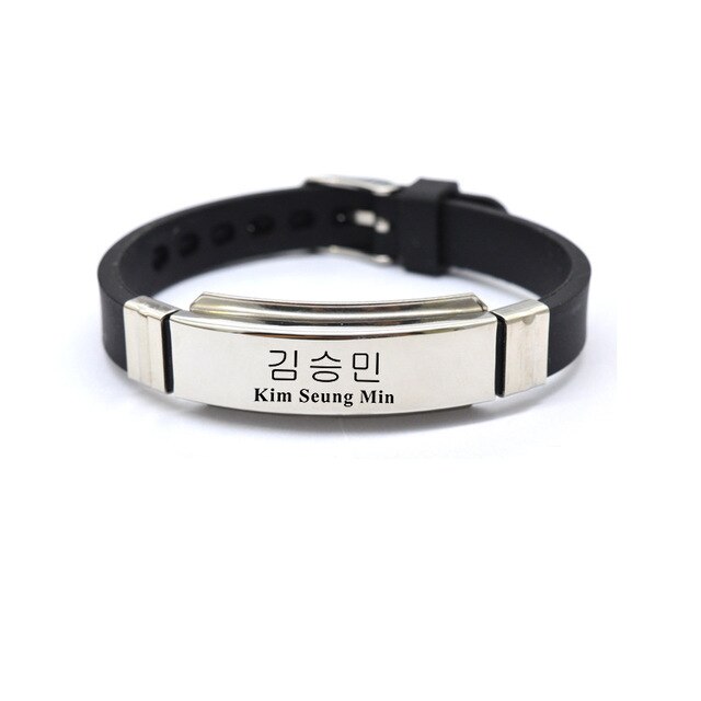 1pcs Kpop Stray kids bracelet logo name stainless steel silicone K-pop bracelet