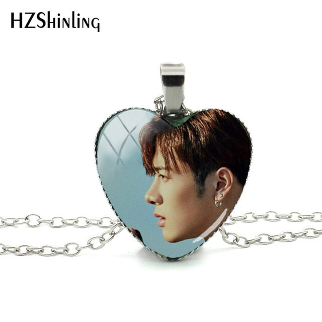 2018 New Got7 Heart Shaped Necklace Pendant Korea Kpop Fashion Murano Shaped Glass Heart Necklace