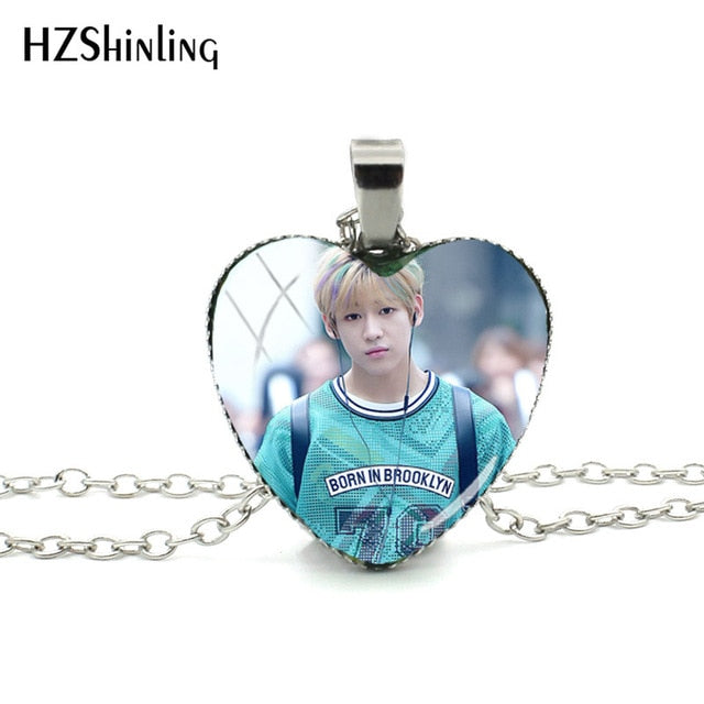 2018 New Got7 Heart Shaped Necklace Pendant Korea Kpop Fashion Murano Shaped Glass Heart Necklace
