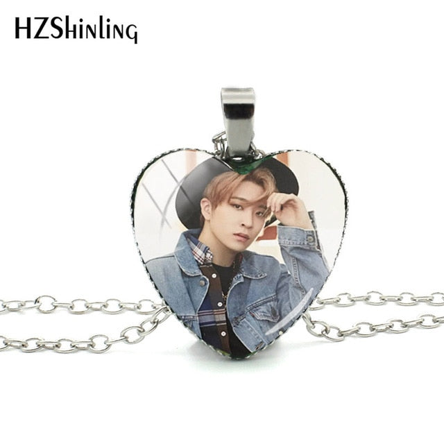 2018 New Got7 Heart Shaped Necklace Pendant Korea Kpop Fashion Murano Shaped Glass Heart Necklace