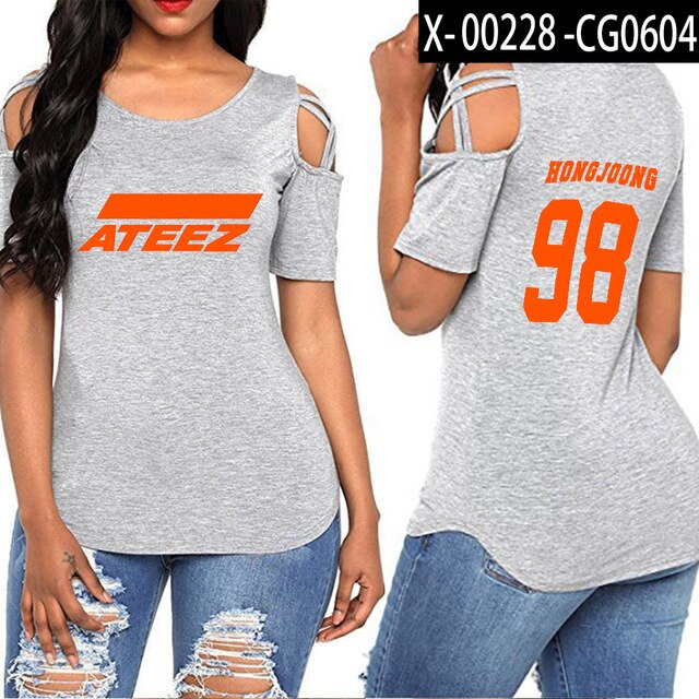 ATEEZ women Hip-hop shoulder-off sexy ATEEZ women Korean wear - Kpopshop