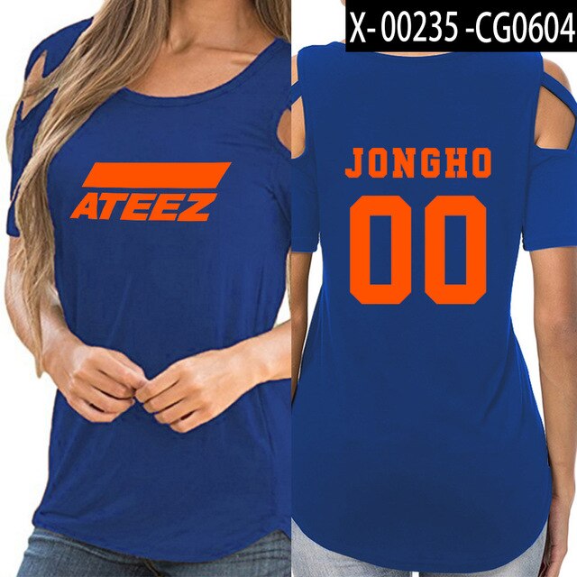 ATEEZ women Hip-hop shoulder-off sexy ATEEZ women Korean wear - Kpopshop