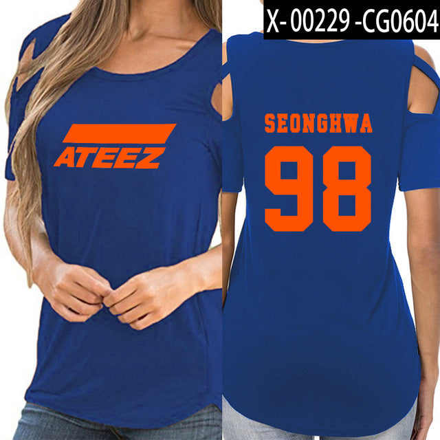 ATEEZ women Hip-hop shoulder-off sexy ATEEZ women Korean wear - Kpopshop