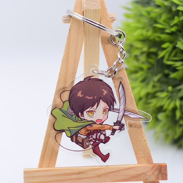 2019 Attack on Titan Keychain Double Sided Acrylic Key Chain Pendant Anime Accessories Cartoon Key Ring