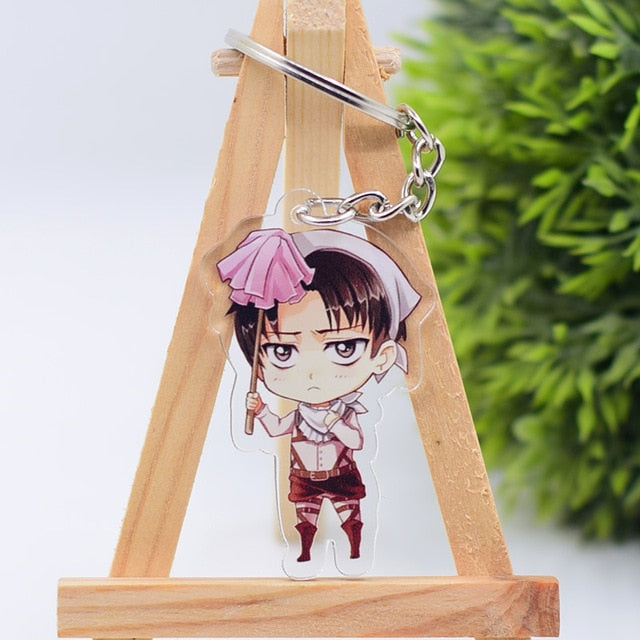 2019 Attack on Titan Keychain Double Sided Acrylic Key Chain Pendant Anime Accessories Cartoon Key Ring