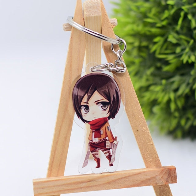 2019 Attack on Titan Keychain Double Sided Acrylic Key Chain Pendant Anime Accessories Cartoon Key Ring