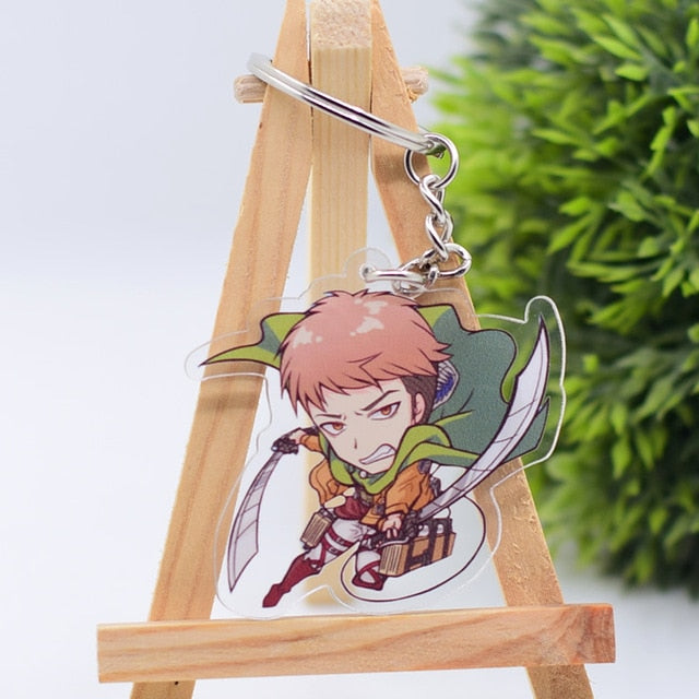 2019 Attack on Titan Keychain Double Sided Acrylic Key Chain Pendant Anime Accessories Cartoon Key Ring