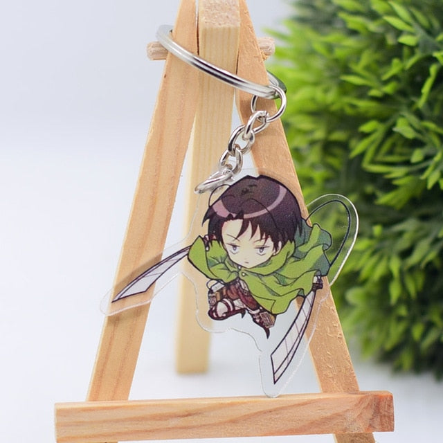 2019 Attack on Titan Keychain Double Sided Acrylic Key Chain Pendant Anime Accessories Cartoon Key Ring