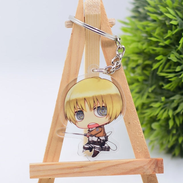 2019 Attack on Titan Keychain Double Sided Acrylic Key Chain Pendant Anime Accessories Cartoon Key Ring