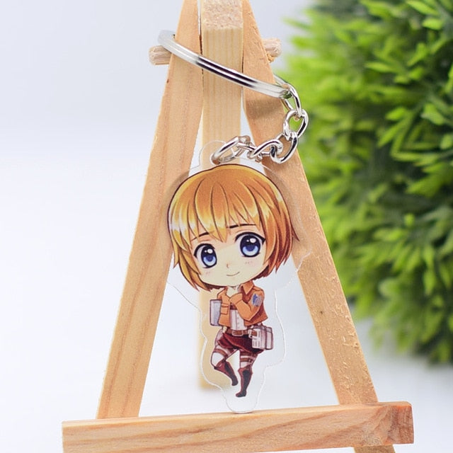 2019 Attack on Titan Keychain Double Sided Acrylic Key Chain Pendant Anime Accessories Cartoon Key Ring
