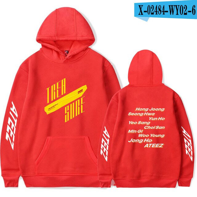 new women's hooded Sweatshirt ATEEZ hoodie women's sports hoodie pullover red loose shirt hot - Kpopshop