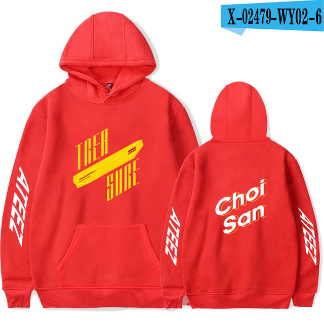 new women's hooded Sweatshirt ATEEZ hoodie women's sports hoodie pullover red loose shirt hot - Kpopshop
