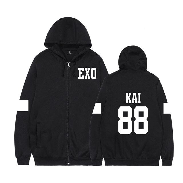 2021 KPOP Exo hoodie sweatshirt new style clothes Zip-up hoodies women casual sweatshirt TAO CHEN SUHO SEHUN XIUMIN