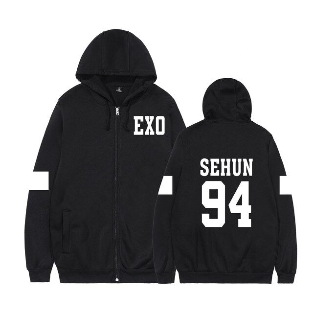 2021 KPOP Exo hoodie sweatshirt new style clothes Zip-up hoodies women casual sweatshirt TAO CHEN SUHO SEHUN XIUMIN