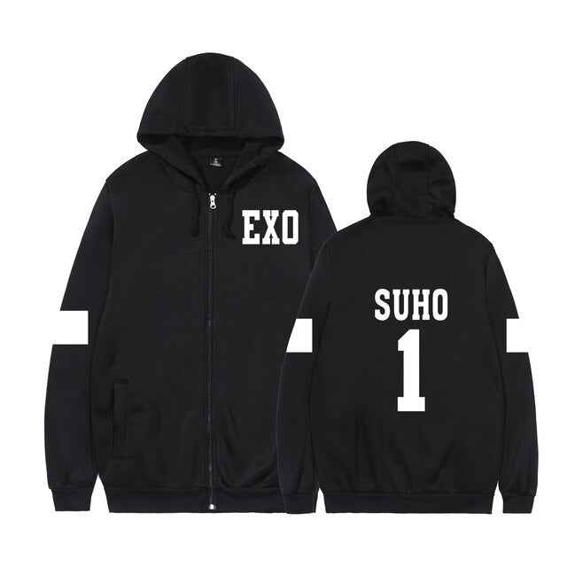 2021 KPOP Exo hoodie sweatshirt new style clothes Zip-up hoodies women casual sweatshirt TAO CHEN SUHO SEHUN XIUMIN