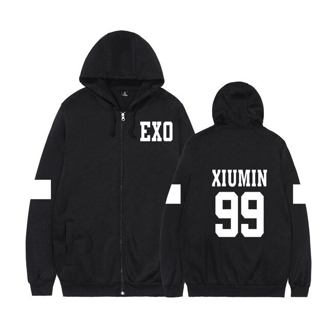 2021 KPOP Exo hoodie sweatshirt new style clothes Zip-up hoodies women casual sweatshirt TAO CHEN SUHO SEHUN XIUMIN