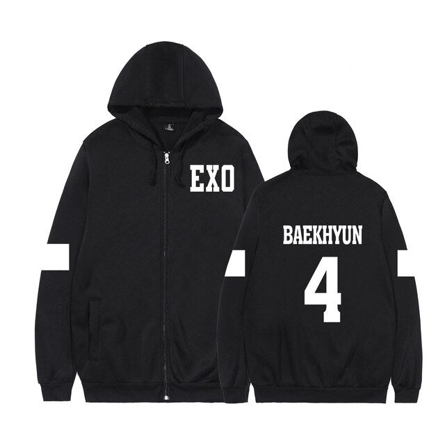 2021 KPOP Exo hoodie sweatshirt new style clothes Zip-up hoodies women casual sweatshirt TAO CHEN SUHO SEHUN XIUMIN