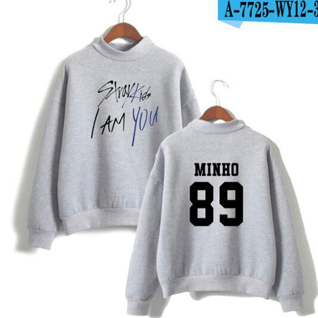 2019 KPOP Straykids Stray Kids Album I Am You CHANGBIN BANG CHAN WOOJIN MINHO Turtleneck Women Hoodie Sweatshirt Hip Hop Clothes