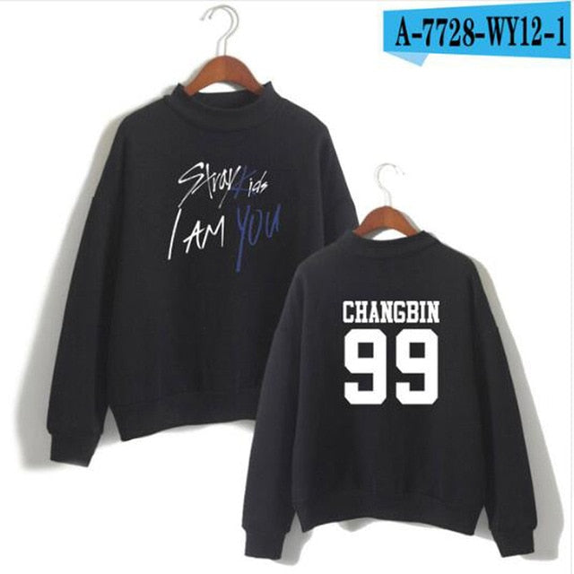 2019 KPOP Straykids Stray Kids Album I Am You CHANGBIN BANG CHAN WOOJIN MINHO Turtleneck Women Hoodie Sweatshirt Hip Hop Clothes